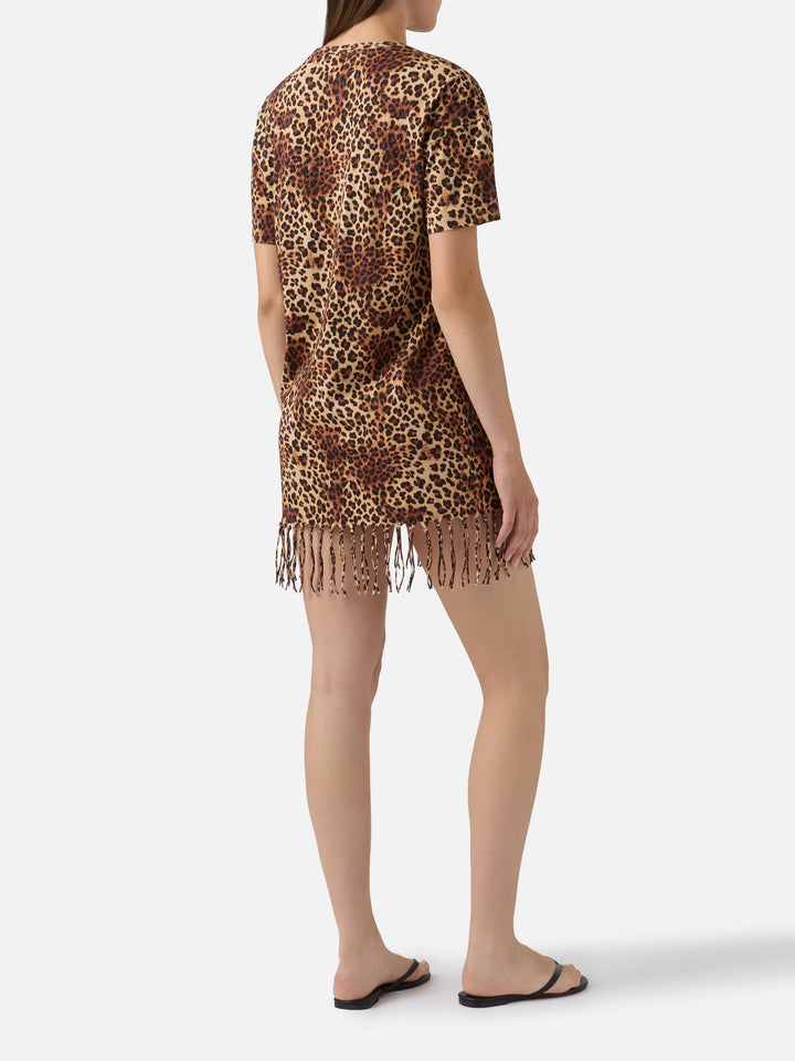 Midi-Sereia-Kleid mit Allover-Leopardenprint 