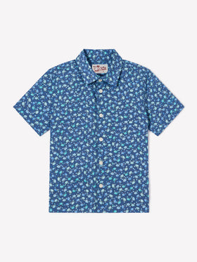 Navy blue Sharouk muslin shirt with crab print