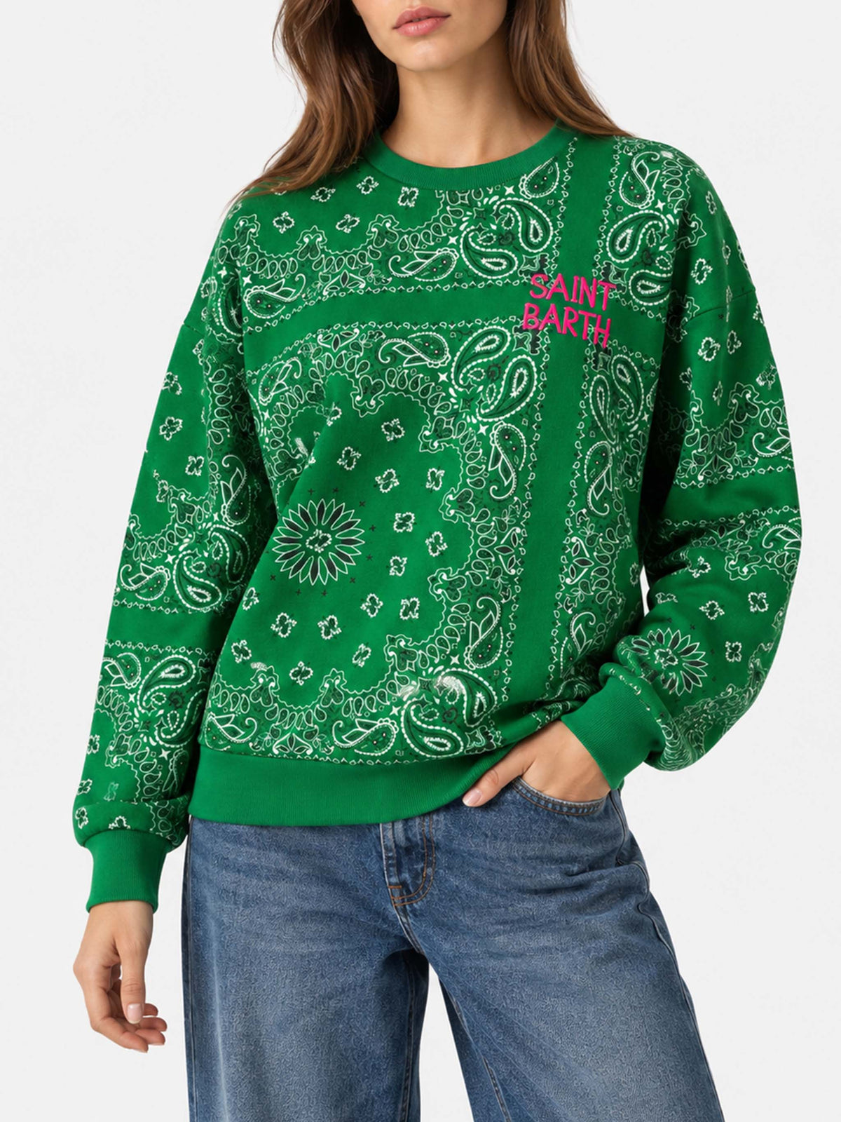 Sudadera de algodón Green Stardust con estampado bandana 