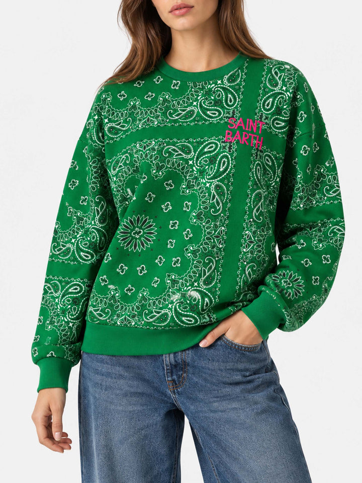 Sudadera de algodón Green Stardust con estampado bandana 