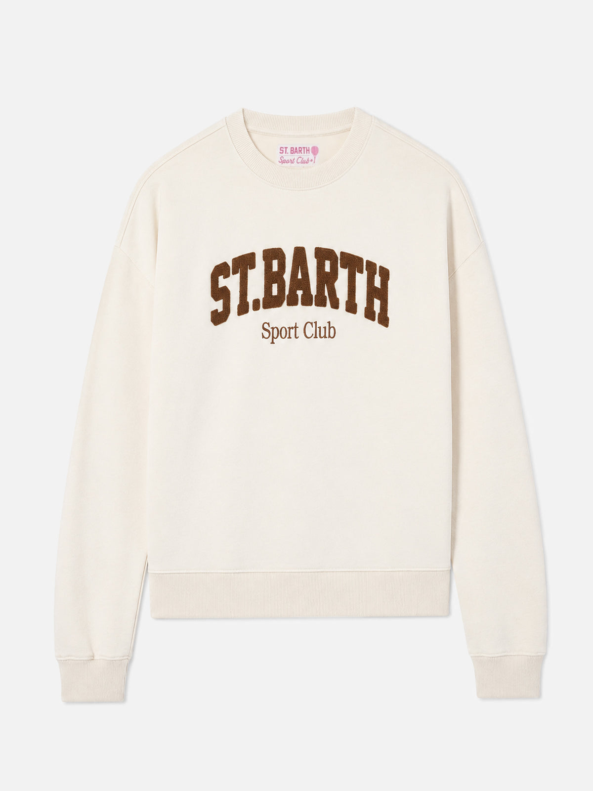 Cremefarbenes Sweatshirt Stardust mit erhabenem Logo in Terry-Optik und Sport Club-Stickerei 