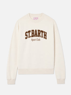 Cremefarbenes Sweatshirt Stardust mit erhabenem Logo in Terry-Optik und Sport Club-Stickerei 
