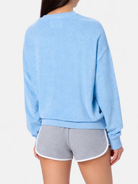 Damen-Sweatshirt Stardust aus hellblauem Frottee-Baumwollstoff 