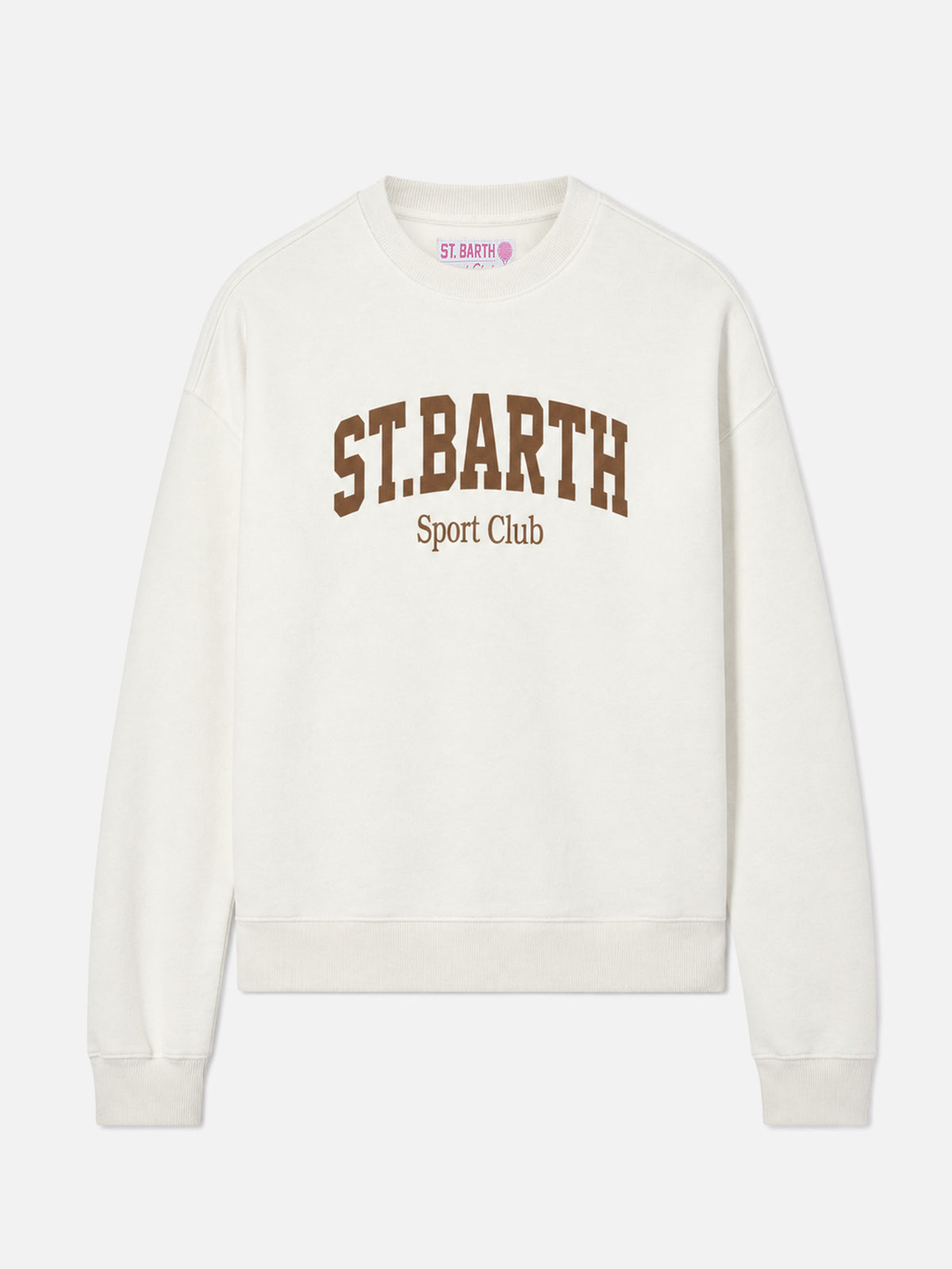 Sudadera de algodón Stardust en blanco con estampado flock St. Barth Sport Club 