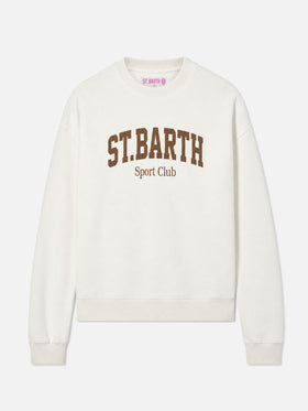 Sudadera de algodón Stardust en blanco con estampado flock St. Barth Sport Club 