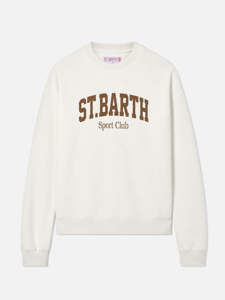 Felpa Stardust in cotone bianco con stampa flock St. Barth sport club