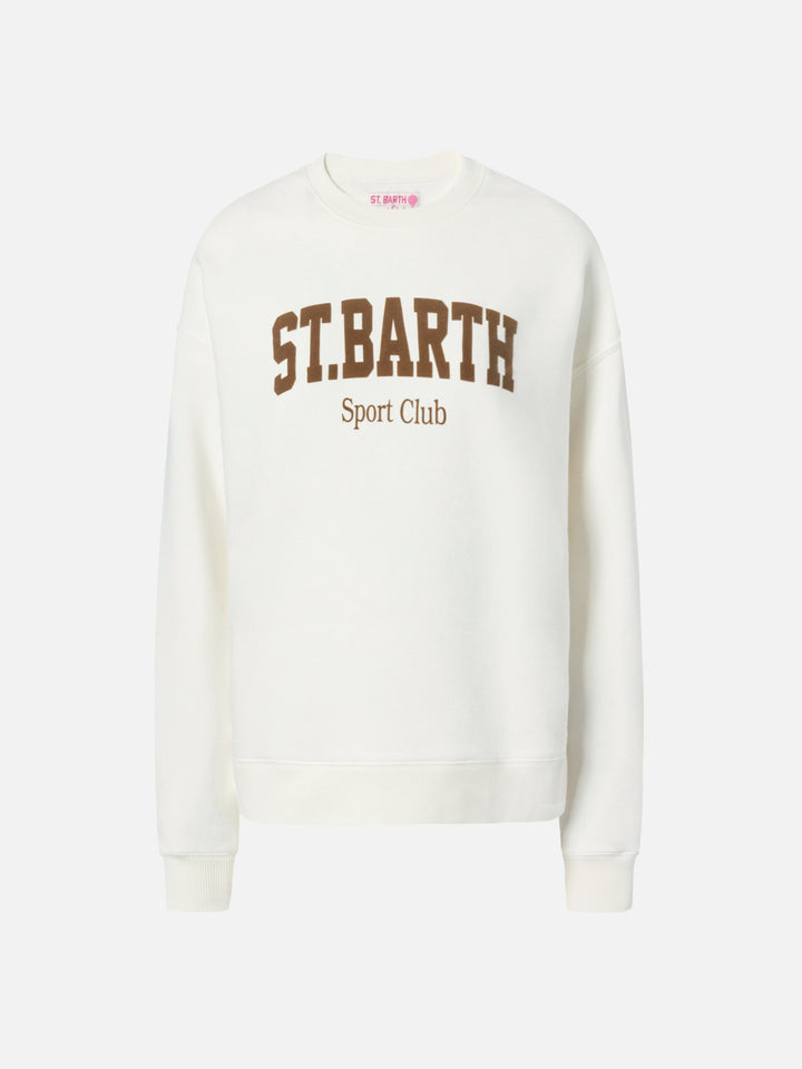Sudadera de algodón Stardust en blanco con estampado flock St. Barth Sport Club 
