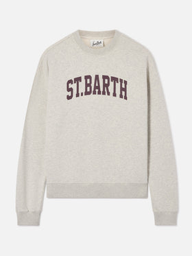 Sudadera con cuello redondo Stardust en algodón gris con estampado St. Barth 