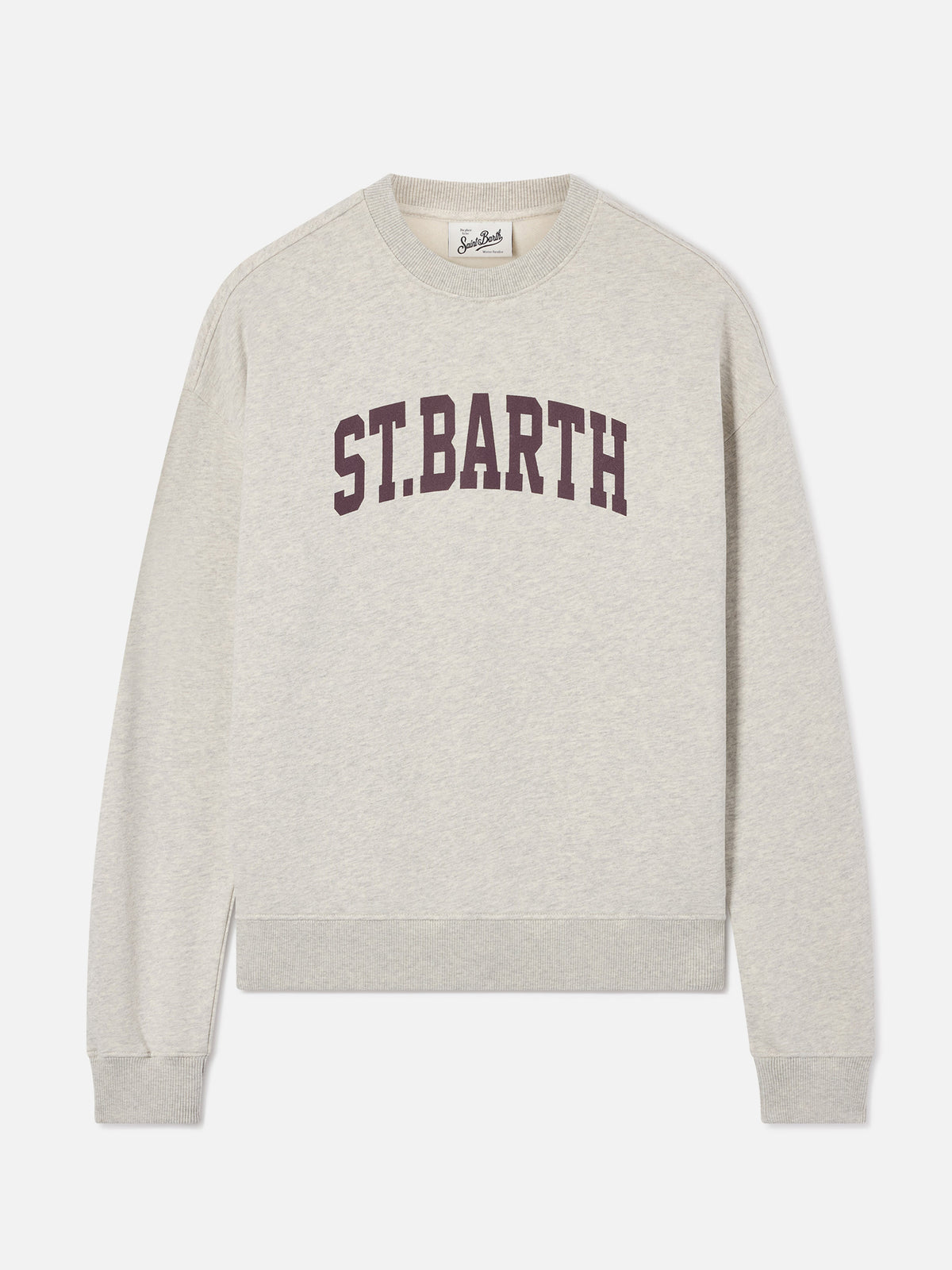Stardust Rundhals-Sweatshirt aus grauer Baumwolle mit St. Barth-Print 