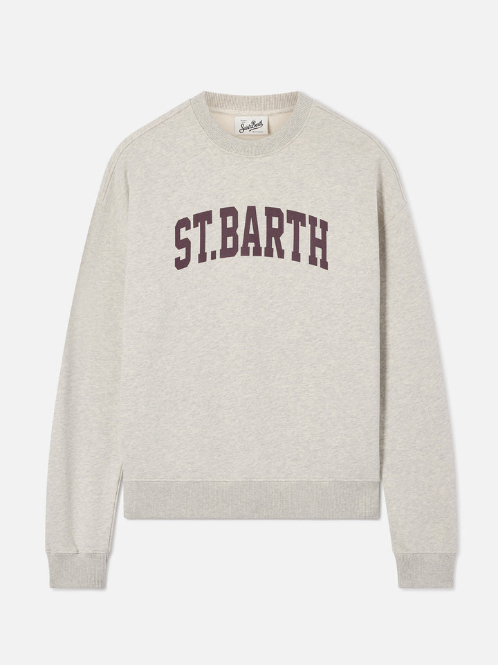 Stardust Rundhals-Sweatshirt aus grauer Baumwolle mit St. Barth-Print 
