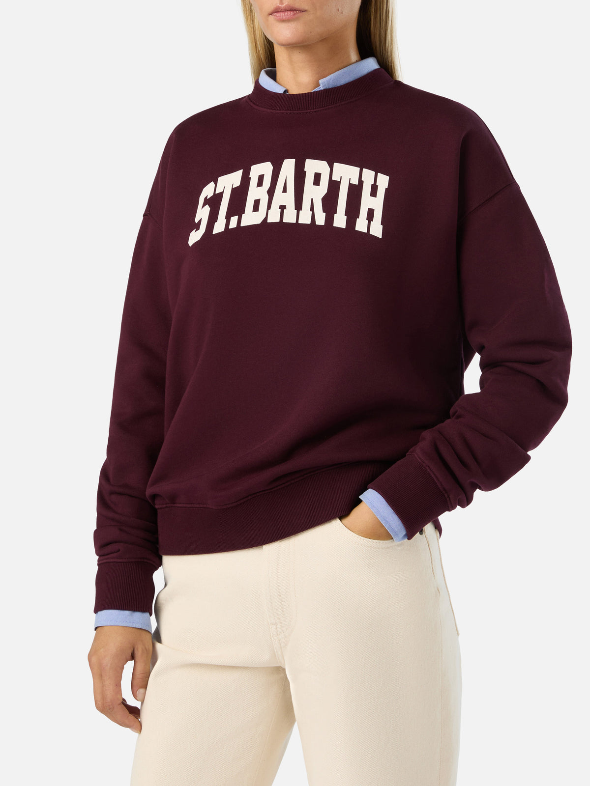 Bordeaux Stardust Sweatshirt mit St. Barth-Print 