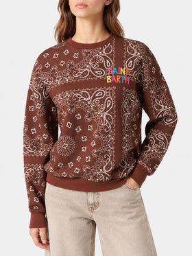 Brown Stardust sweatshirt with bandanna print