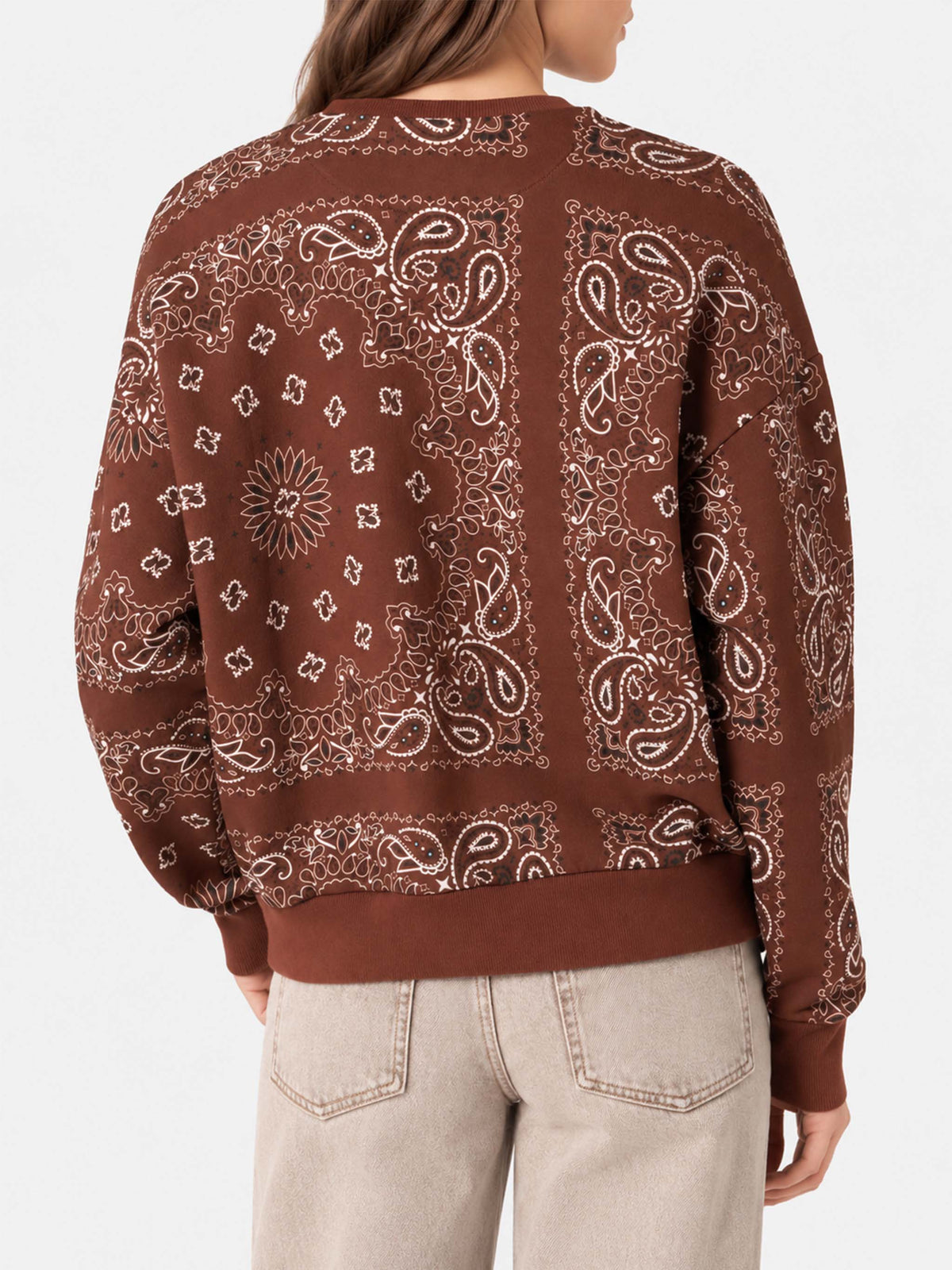 Brown Stardust sweatshirt with bandanna print