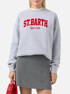 Stardust Baumwoll-Sweatshirt in Grau mit Flockdruck vom St. Barth Sport Club.