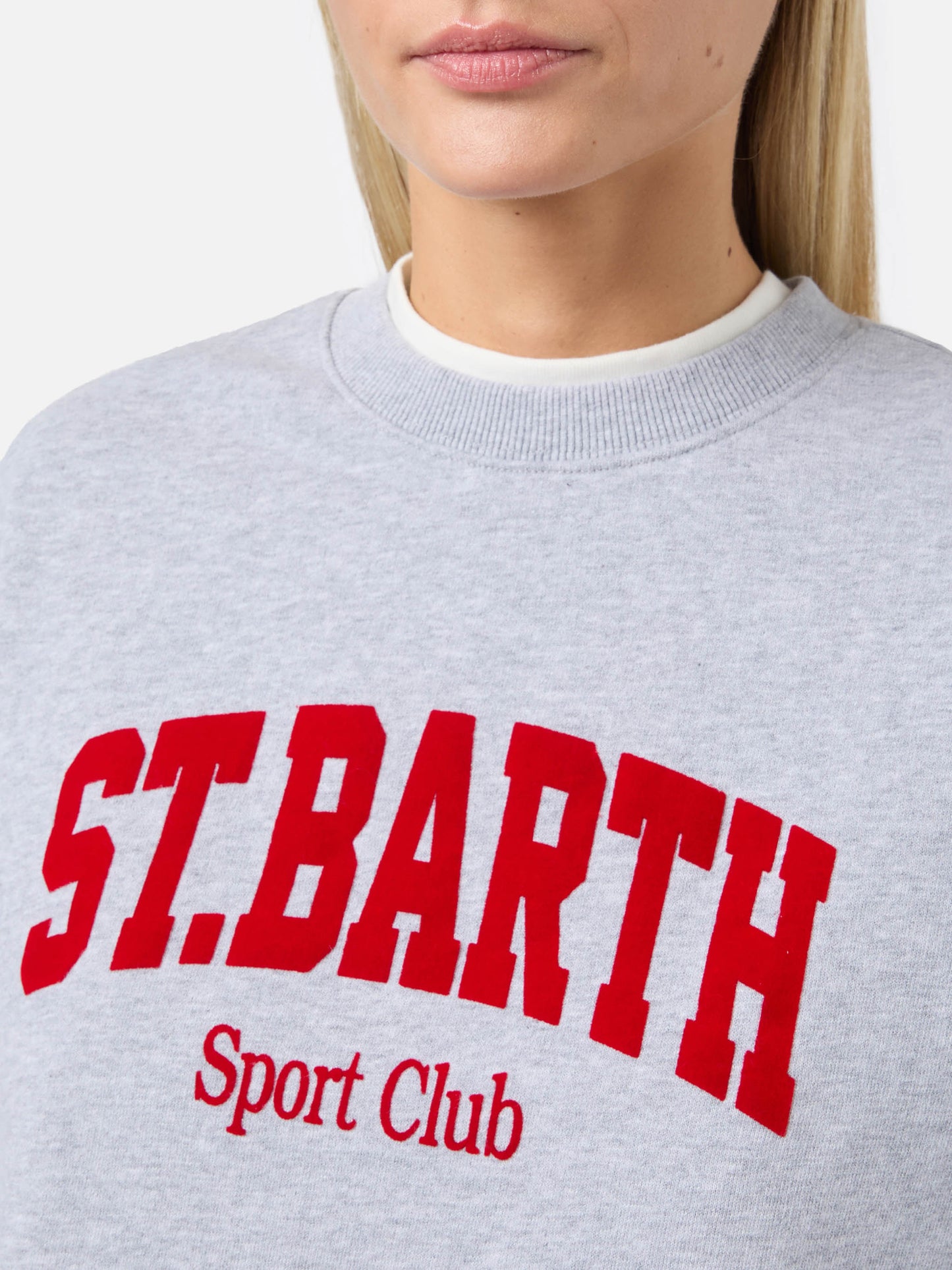 Stardust Baumwoll-Sweatshirt in Grau mit Flockdruck vom St. Barth Sport Club.