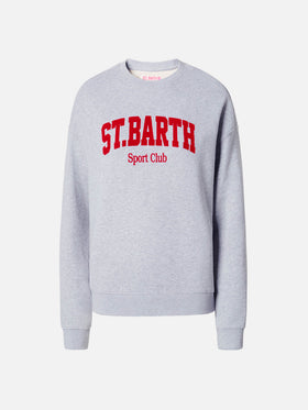 Stardust Baumwoll-Sweatshirt in Grau mit Flockdruck vom St. Barth Sport Club.