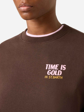 Sudadera Brown Stardust con estampado Time Is Gold 