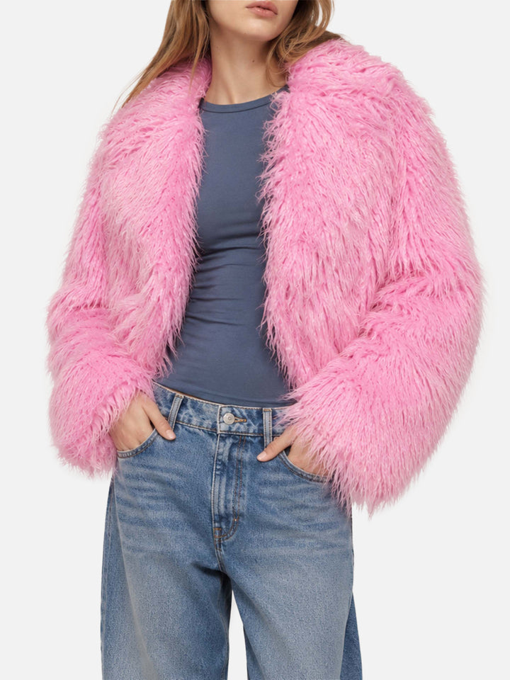 Veste courte rose en fausse fourrure Sully 