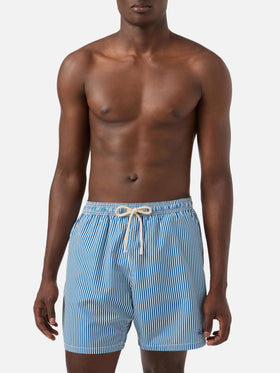 Syros swim shorts with white and blue striped pattern