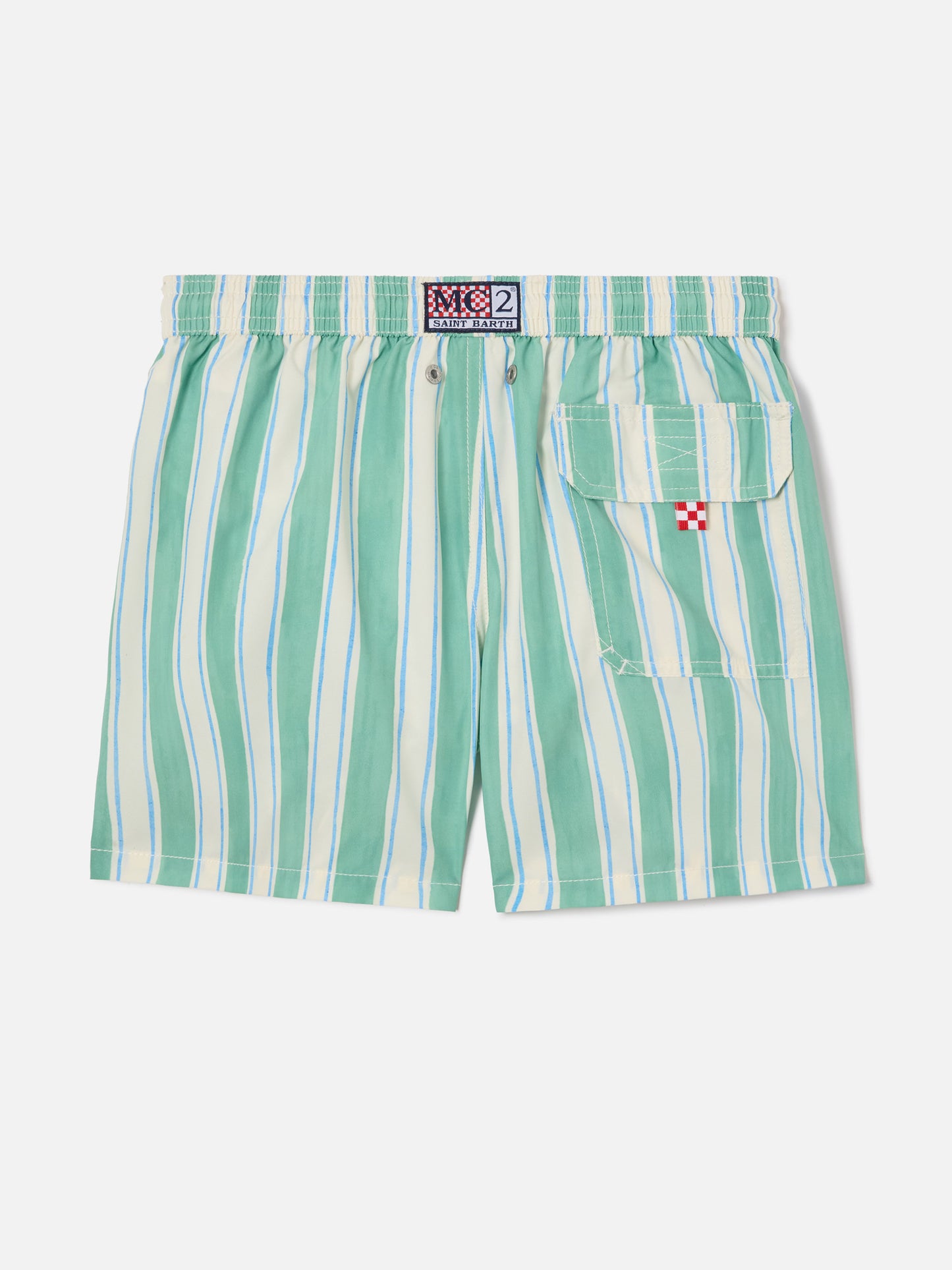 Costume Syros Jr a righe con ricamo St. Barth