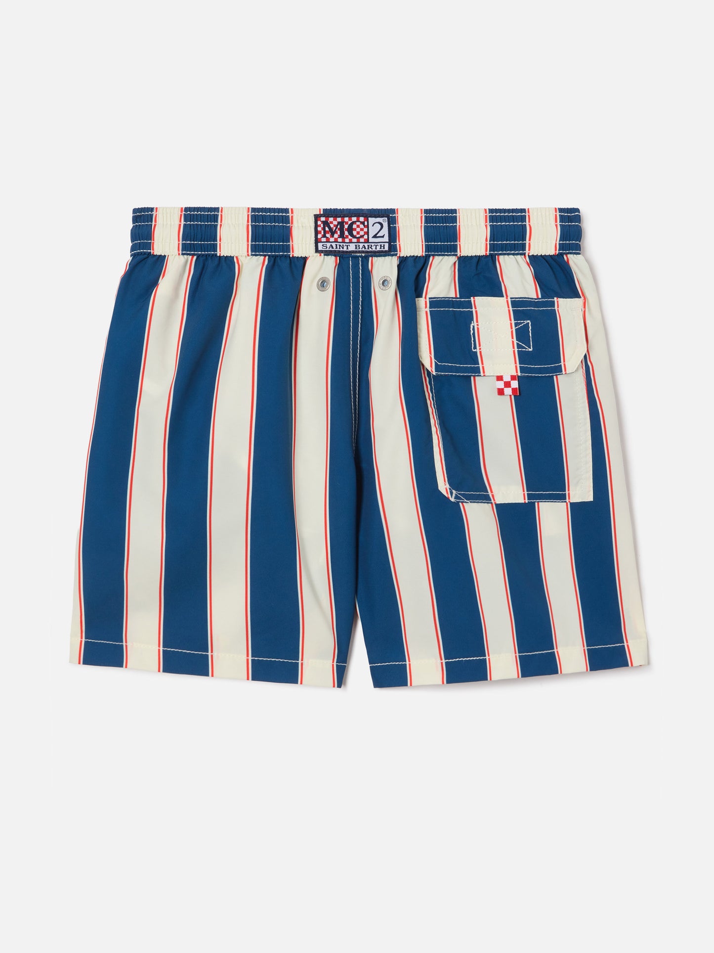 Short de bain Syros Jr à rayures avec broderie St. Barth 