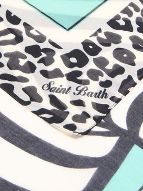 Pareo largo Thaiti en mezcla de seda con estampado sabana 