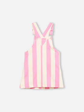 Girl pink striped denim short overall Tecla Jr - MC2 Saint Barth