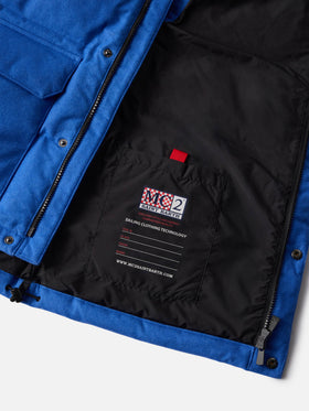 Herrenweste aus blauer Wolle mit Daunenfüllung und Taschen