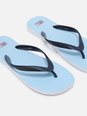 Chanclas slip-on de goma Tommy con rayas azul claro 