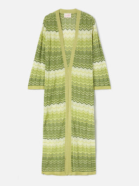 Green Tonia long cardigan in knit