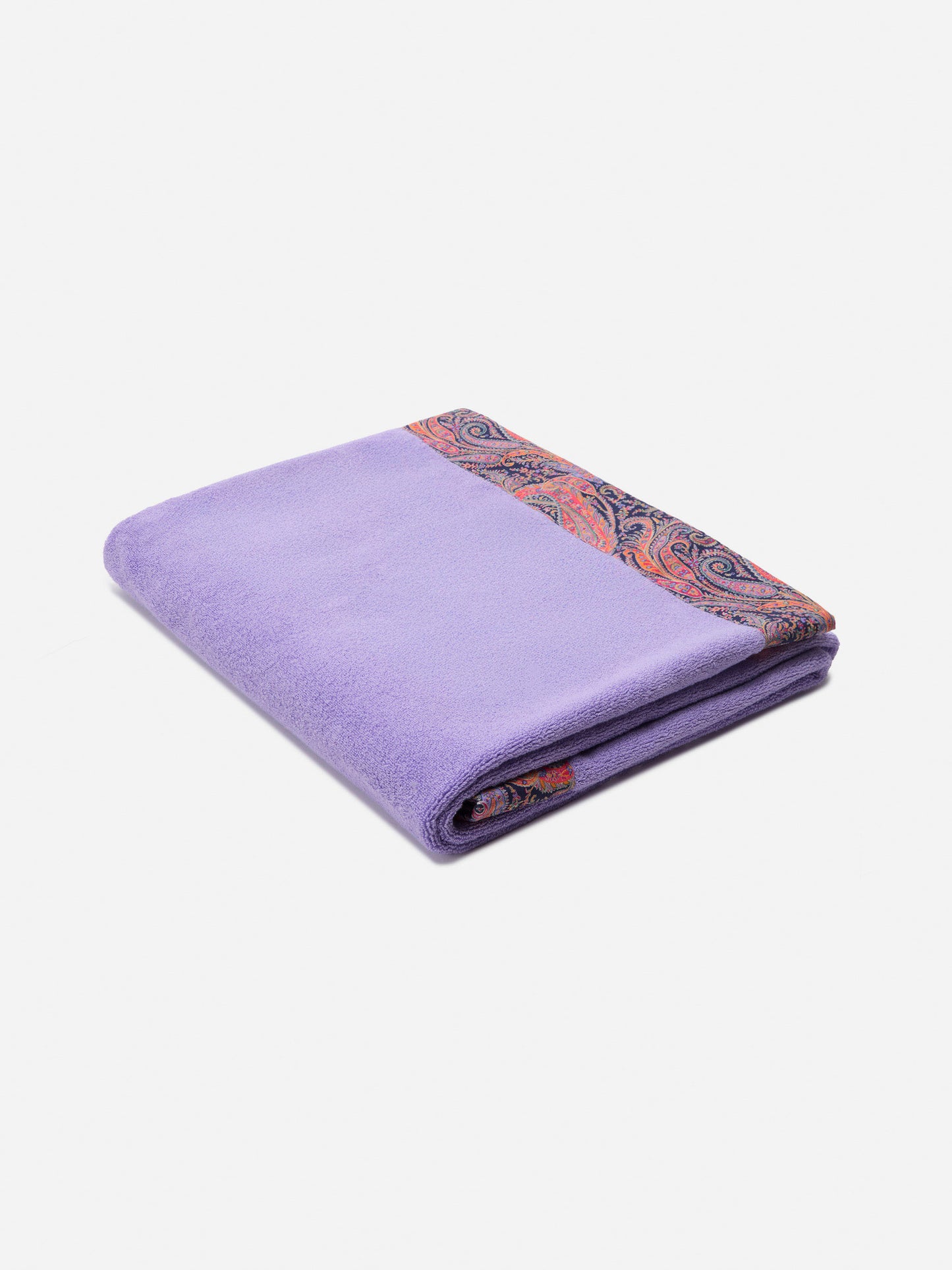 Telo mare lilla con cornice paisley | Made with Liberty fabric