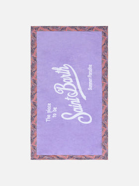 Telo mare lilla con cornice paisley | Made with Liberty fabric