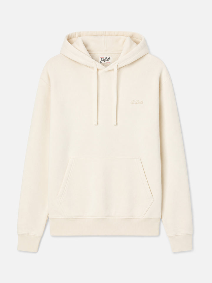 Sweat à capuche Tribeca en coton crème avec broderie St. Barth 