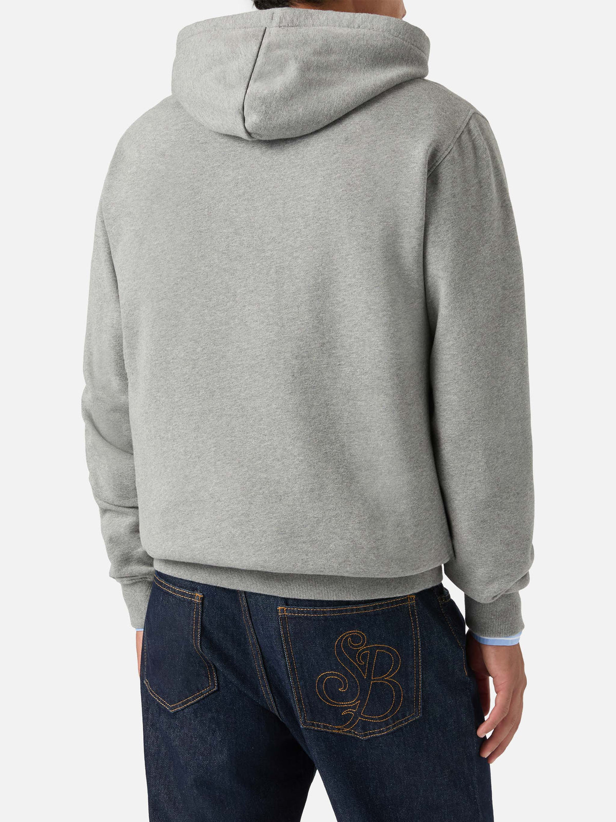 Felpa con cappuccio Tribeca grigia in cotone con monogramma SB Legacy