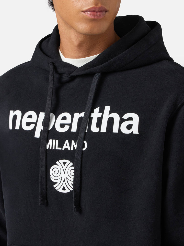 Tribeca cotton hoodie in black with Nepentha print | NEPENTHA SPECIAL EDITION