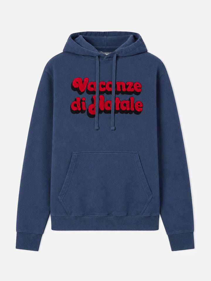 Blaue Tribeca Hoodie aus Baumwolle mit Vacanze di Natale-Stickerei | VACANZE DI NATALE SPECIAL EDITION 