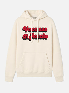 Sudadera con capucha Tribeca de algodón en blanco con bordado Vacanze di Natale | VACANZE DI NATALE SPECIAL EDITION 