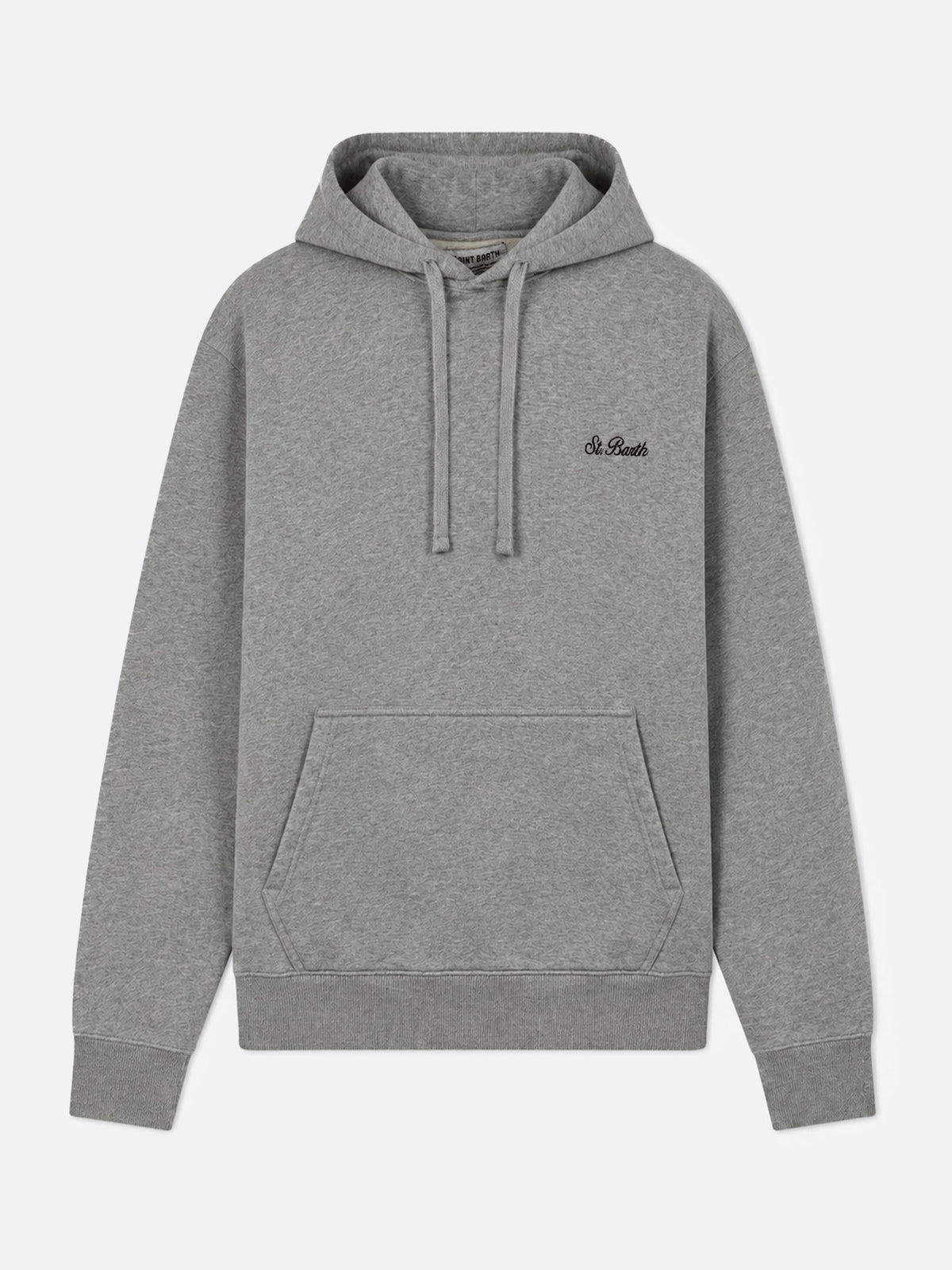 Felpa Tribeca in cotone grigio mélange tinta unita con ricamo logo