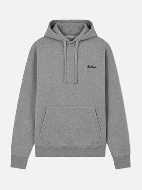Felpa Tribeca in cotone grigio mélange tinta unita con ricamo logo