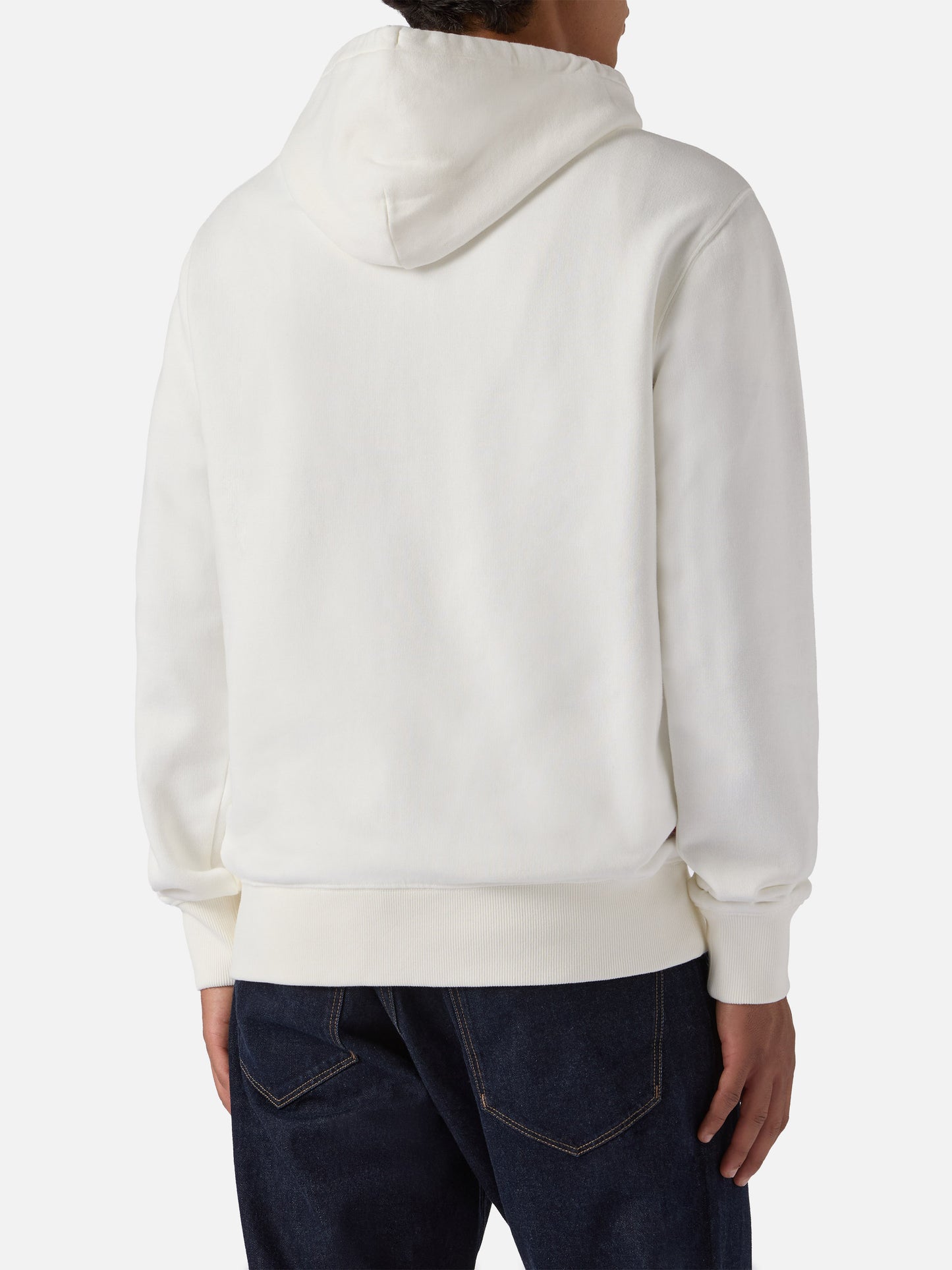 Tribeca Baumwoll-Hoodie in Weiß mit Yuppies-Flockdruck | YUPPIES SONDEREDITION