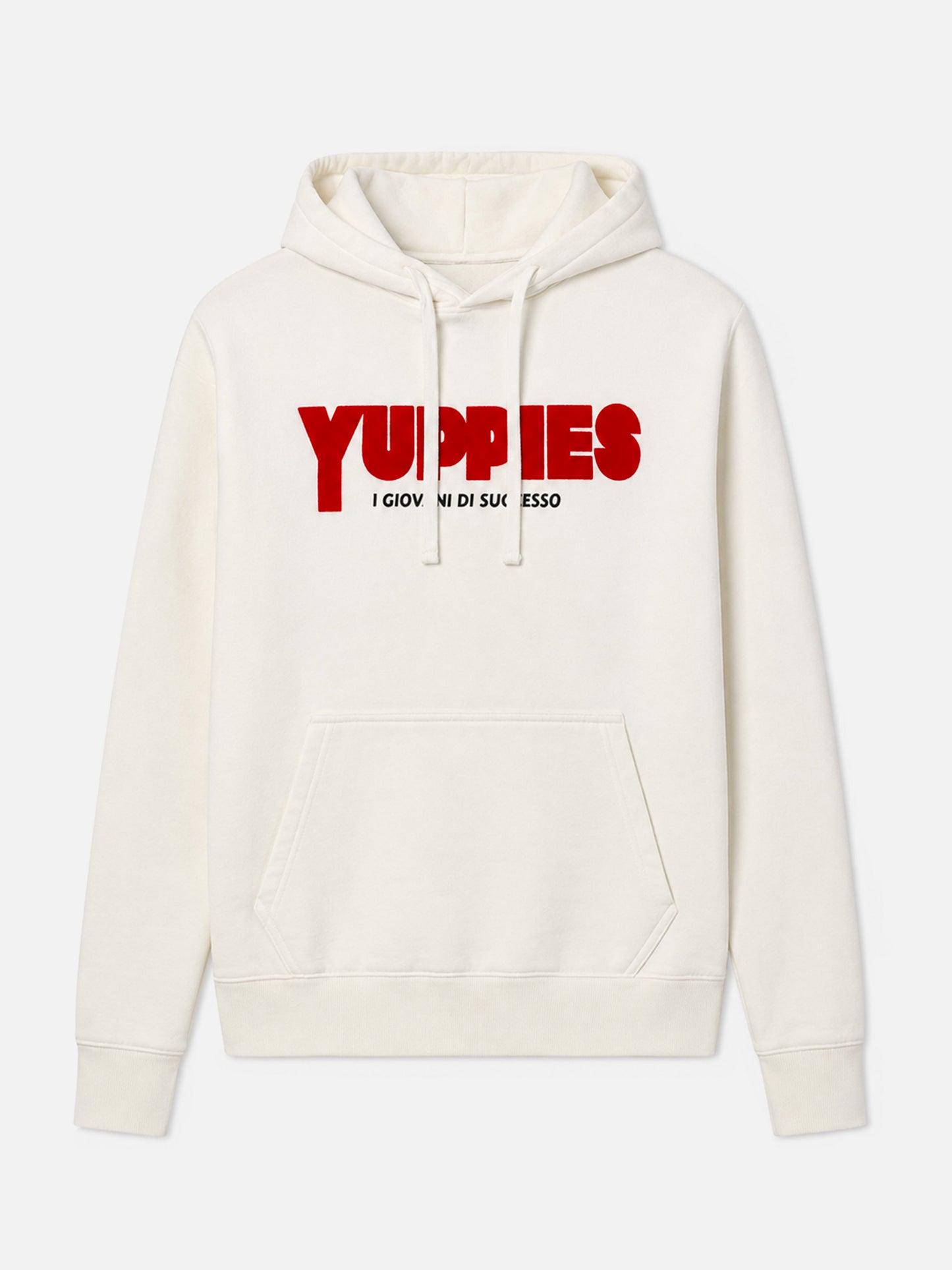 Sudadera con capucha Tribeca de algodón en blanco con estampado flock Yuppies | YUPPIES SPECIAL EDITION 