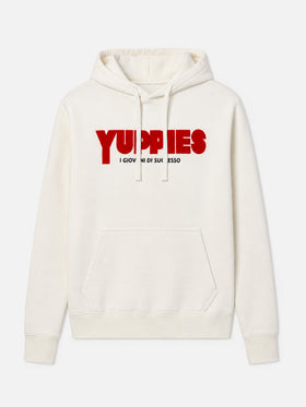 Sudadera con capucha Tribeca de algodón en blanco con estampado flock Yuppies | YUPPIES SPECIAL EDITION 