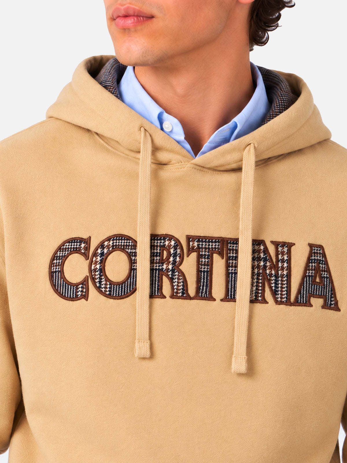 Beiger Tribeca Hoodie mit Cortina-Patch 