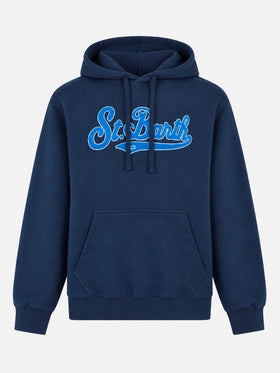 Felpa Tribeca cappuccio patch spugna blu