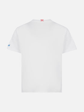 Cotton t-shirt with Surfing in St. Barth embroidery and Superman print | MARVEL SPECIAL EDITION - MC2 Saint Barth