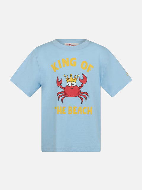 Boy cotton t-shirt with King of the Beach crab print - MC2 Saint Barth