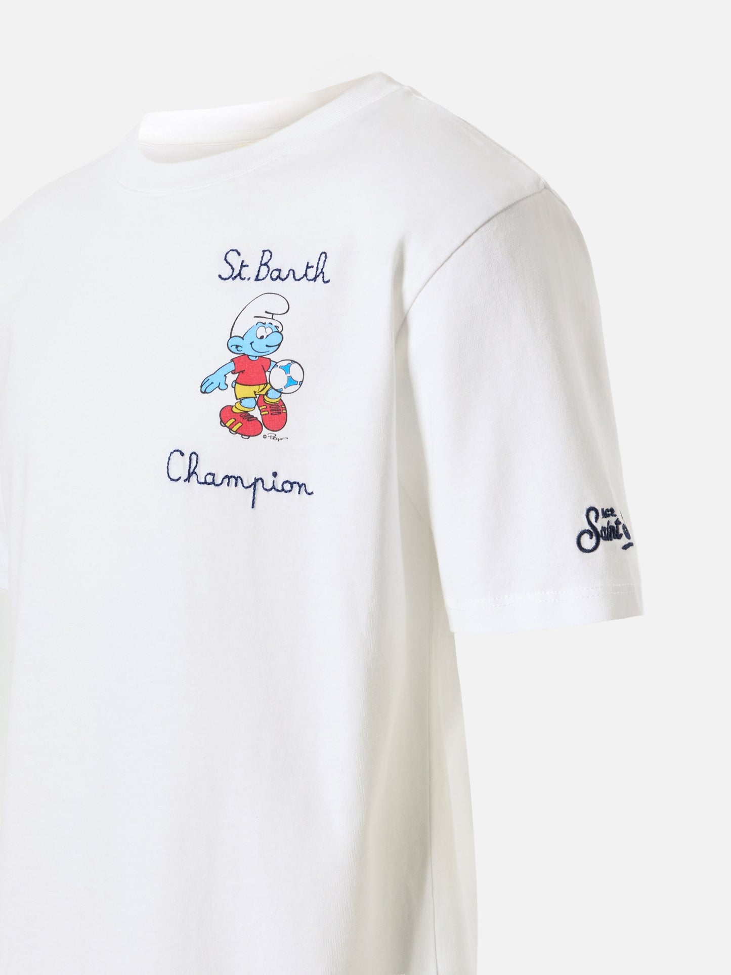 Baumwoll-T-Shirt mit Schlümpfe-Stickerei | DIE SCHLUMPF-SONDEREDITION