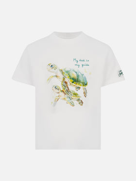 Cotton t-shirt with My Dad is my guide embroidery - MC2 Saint Barth