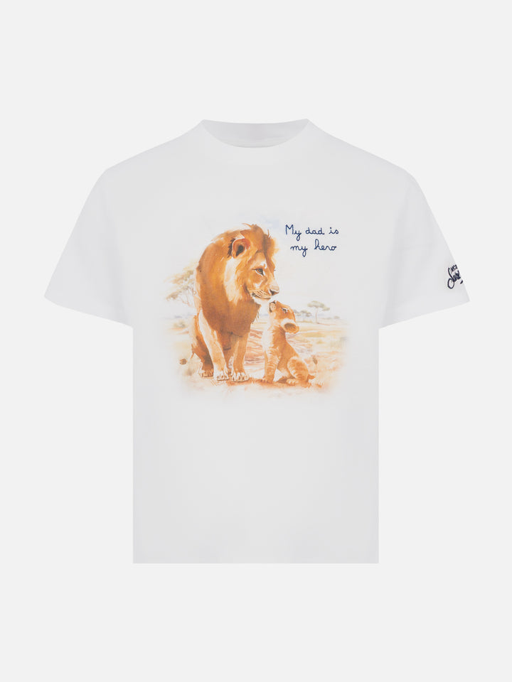 Cotton t-shirt with My Dad is my hero embroidery - MC2 Saint Barth