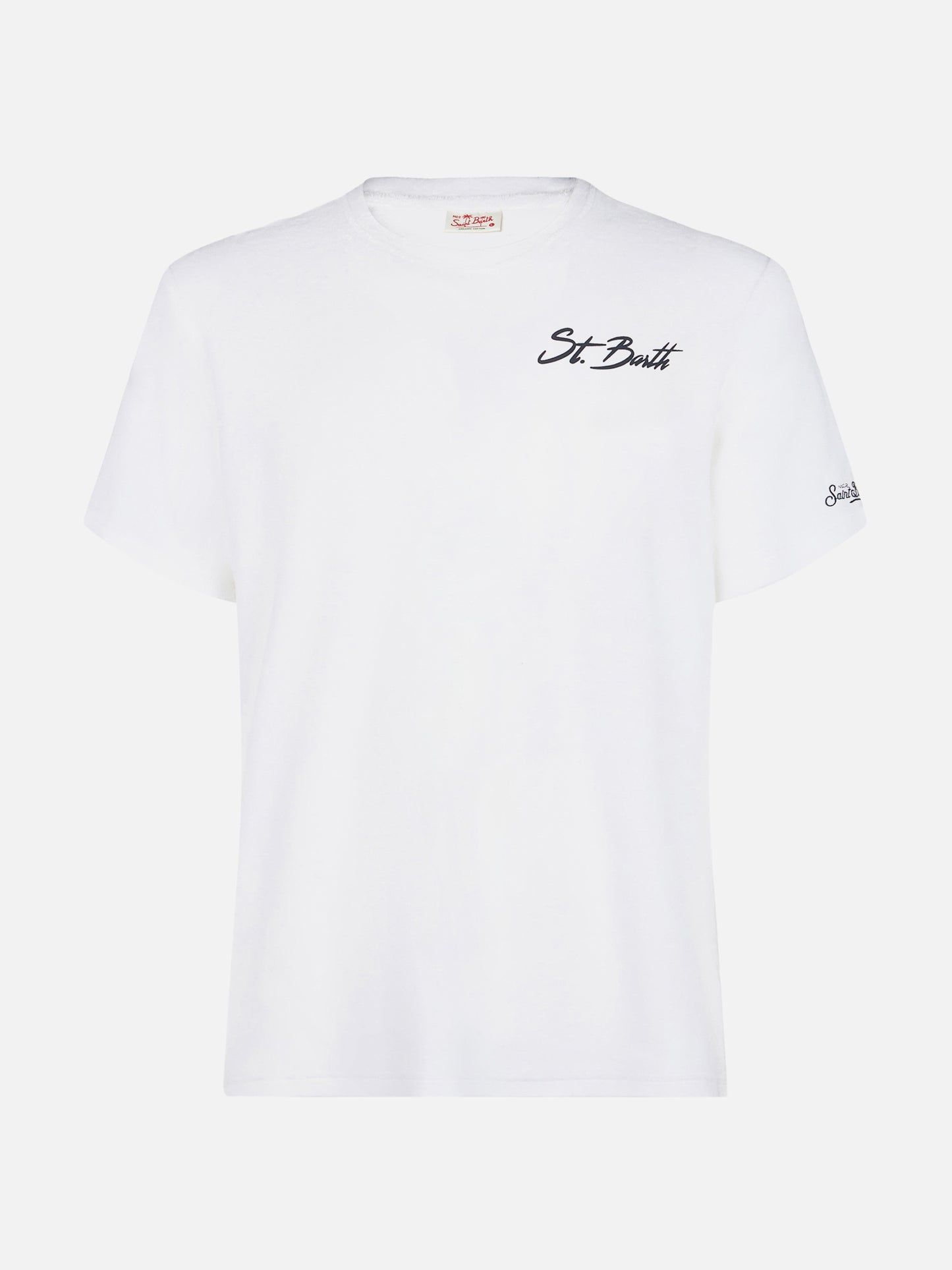 Herren-T-Shirt aus Baumwolle mit St. Barth-Surf-Print